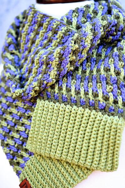 3 Color Crochet Scarf Diagonal Drifts