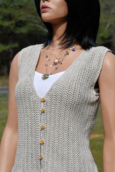 Belle Button Front Vest Free Crochet Pattern