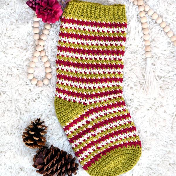 Faux Fair Isle Christmas Stocking Free Crochet Pattern