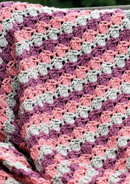 Striped Fans Afghan Throw Free Crochet Pattern