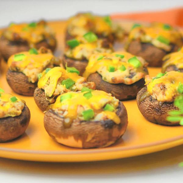 Jalapeno Popper Stuffed Mushrooms