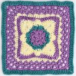 floral granny square in purple and cream