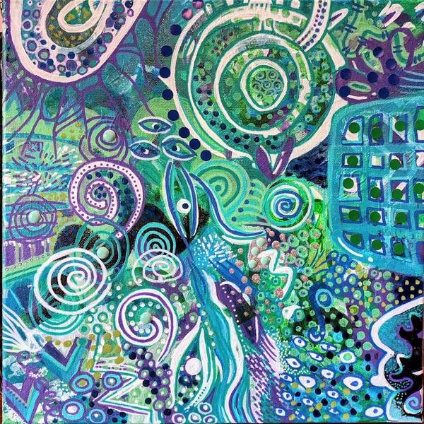 Cool colours of the Forest Colour Scheme were used in this small collaborative artwork.