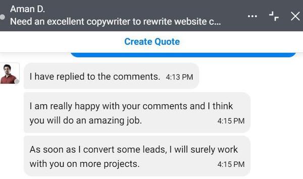 Aman's Pre-Project Testimonial For Filip Stojkov's Copywriting Skills