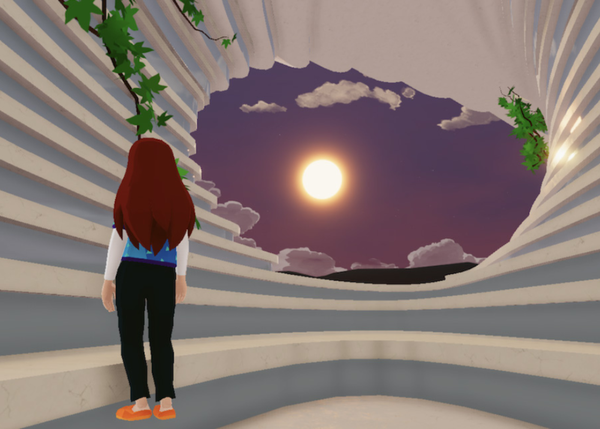 avatar of a woman inside a virtual reality world