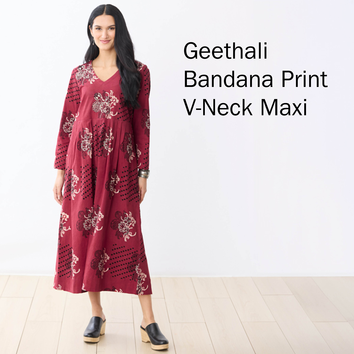 Geethali Bandana Print V-Neck Maxi Dress