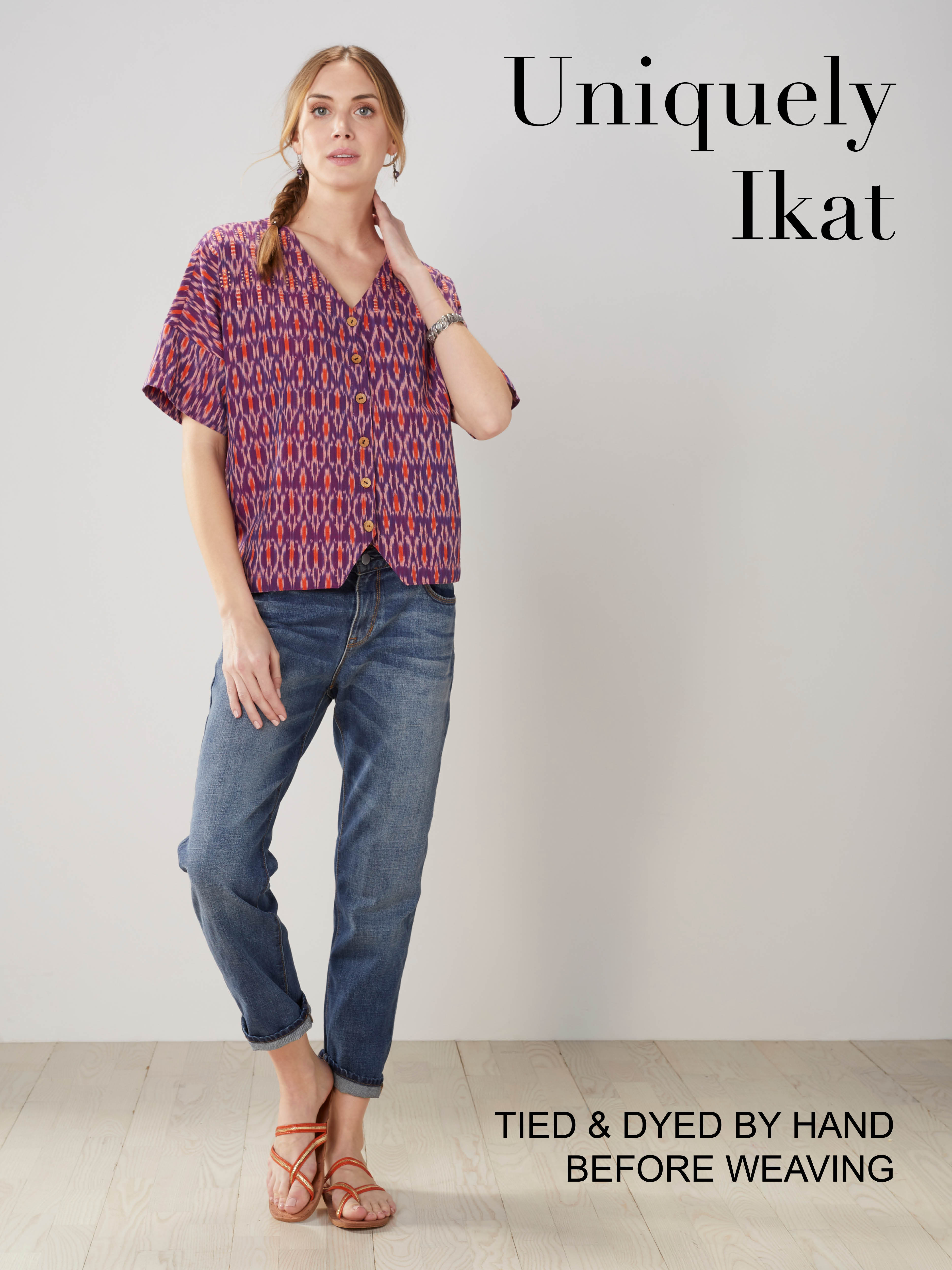 Uniquely Ikat. TIED & DYED BY HAND BEFORE WEAVING.