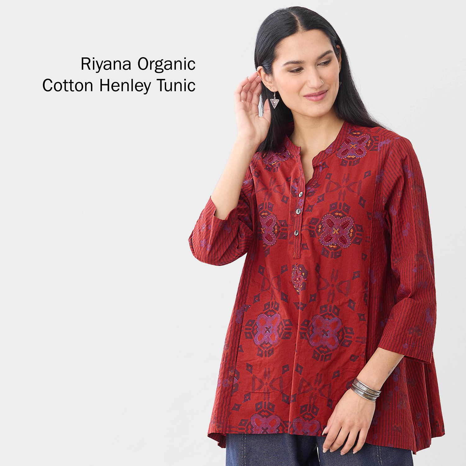 Riyana Organic Cotton Henley Tunic