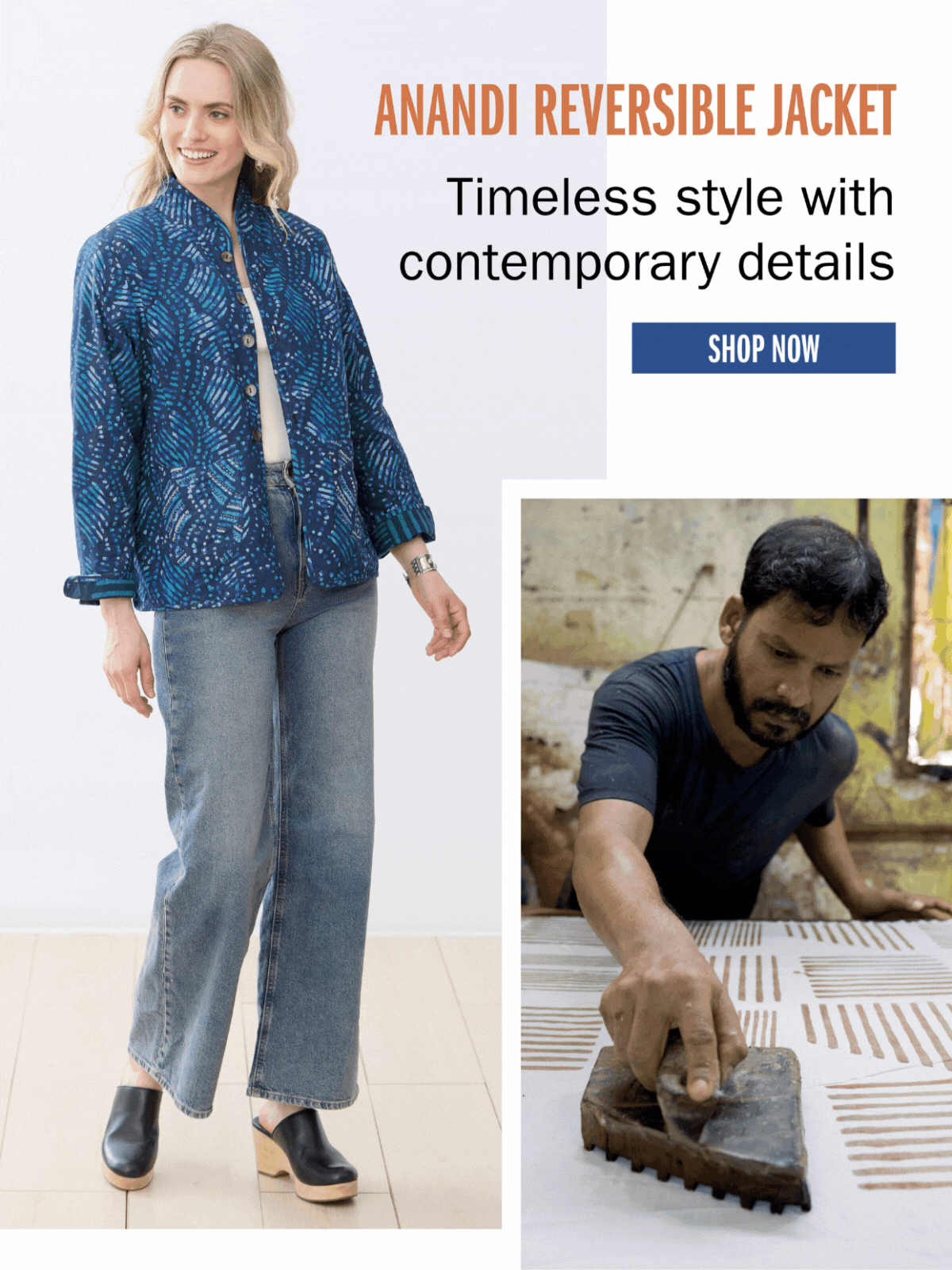 ANANDI REVERSIBLE JACKET Timeless style with contemporary details SHOP NOW
