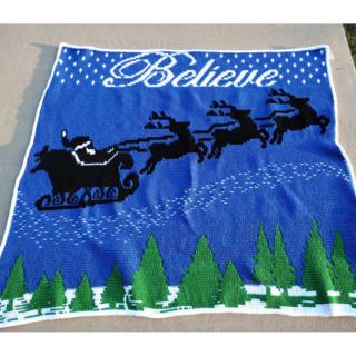 Santa Believe and Reindeer Blanket Mosaic Crochet Pattern