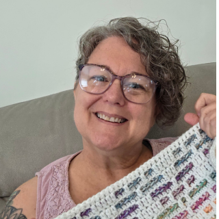 Lynette Kosar, Designer and Educator - Lavender Cup Cottage Mosaic Crochet