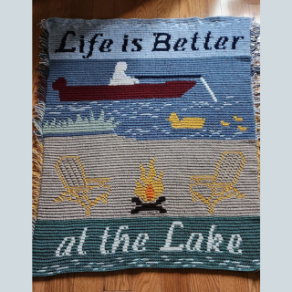 Kathy's Life Is Better at the Lake Blanket Mosaic Crochet Pattern