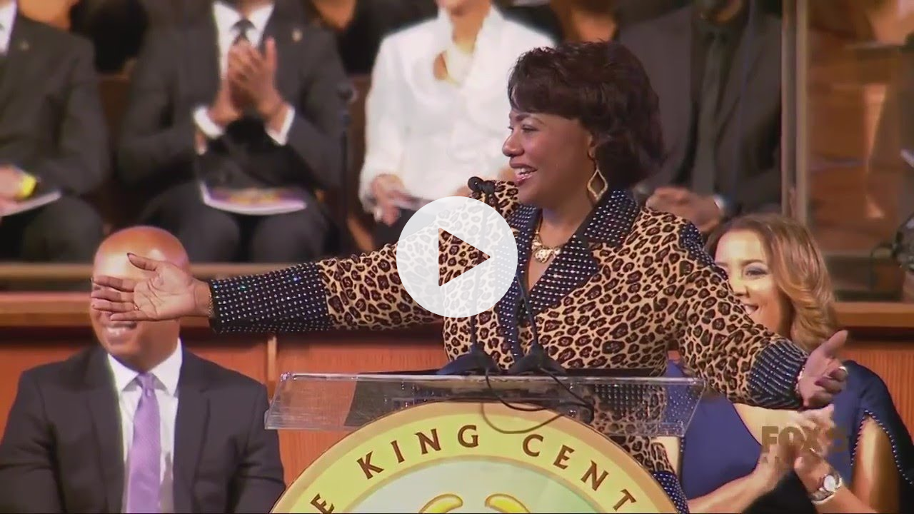 Bernice King receives standing ovation at commemorative service for her father