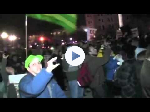 1/17/12 Thousands protest the supreme courts citizens united decision. "Money is not free speech."