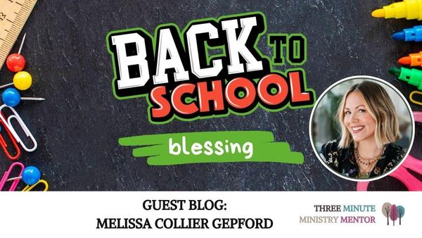 Back-to-School logo with school supplies, photo of Melissa Collier Gepford