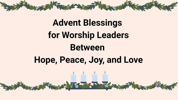 Green garland framing text, four candles 