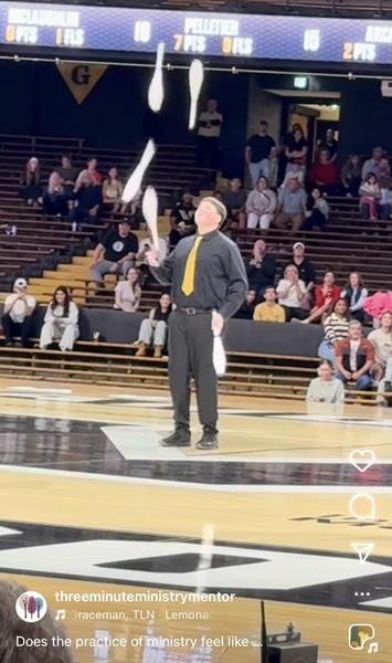 young man 'Atticus the Amazing' juggling