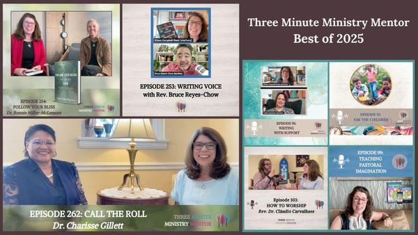 Collage of pictures: Best of 2025 podcast and video episodes