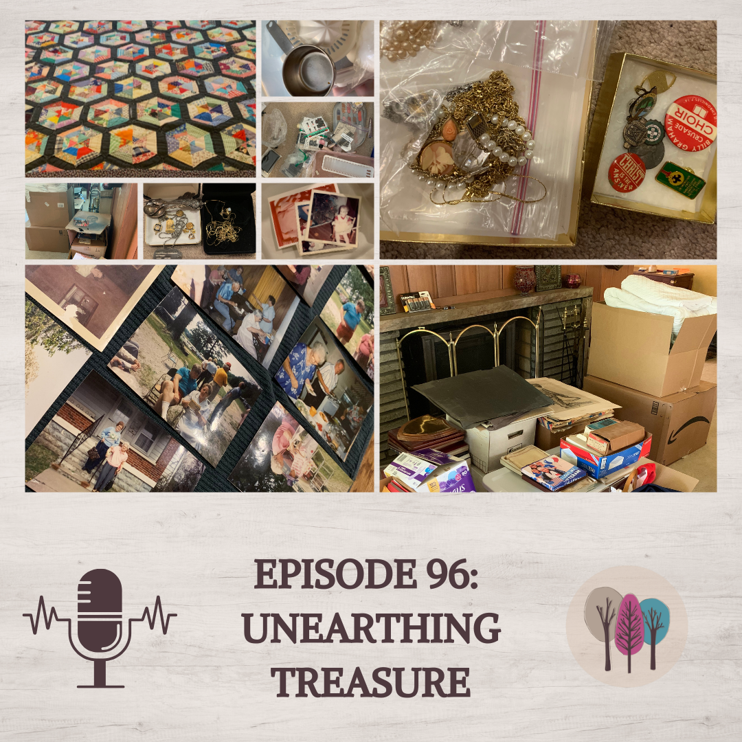 Unearthing Treasure - pictures of family photos, jewelry, boxes