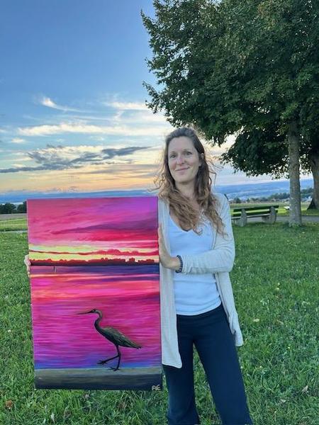 Monira with Florida Painting in hands