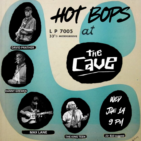 Show flyer with the information laid out about the show, and photos of all four performers