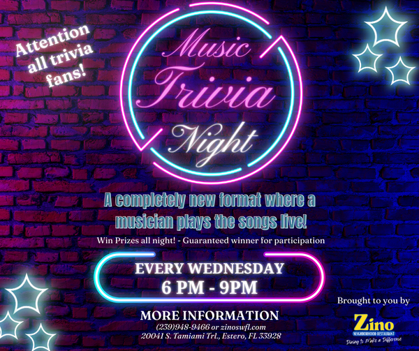 Music Trivia Night Every Wednesday