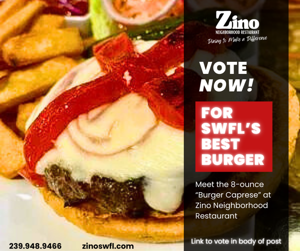 Burger Caprese at Zino Neighborhood Restaurant