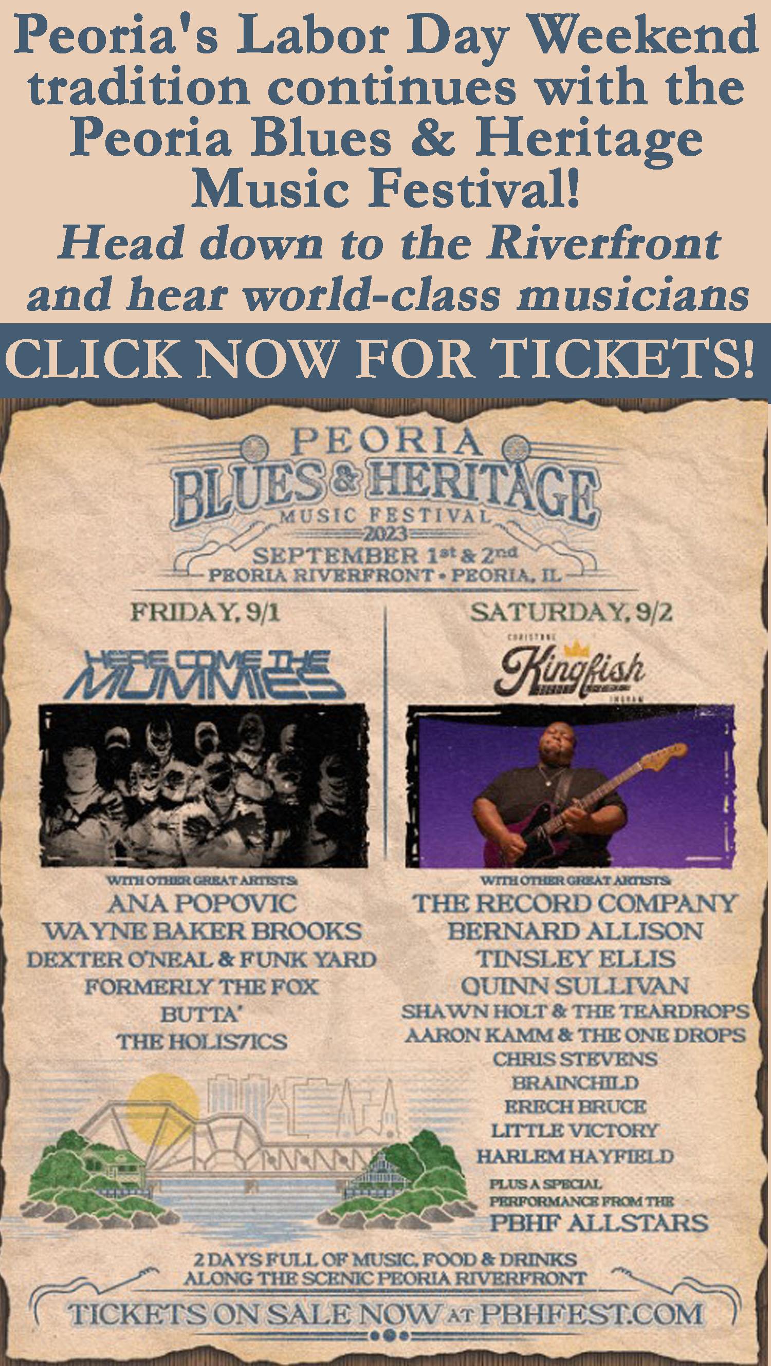 2023 Peoria Blues & Heritage Festival is September 1st & 2nd