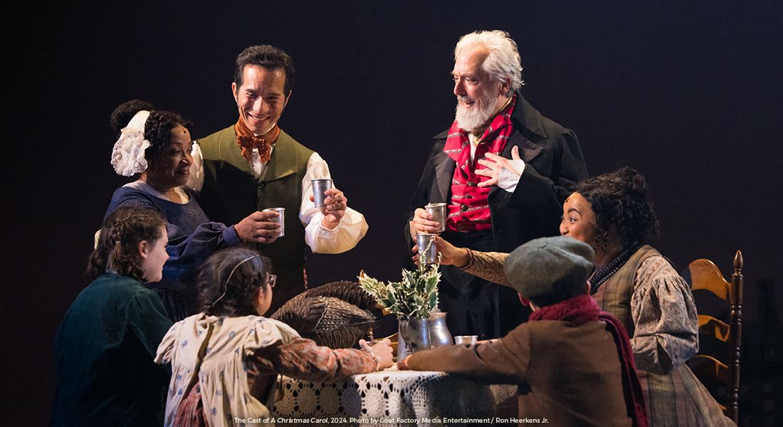 The cast of A Christmas Carol, 2024. Photo by Goat Factory Media Entertainment / Ron Heerkins, Jr.