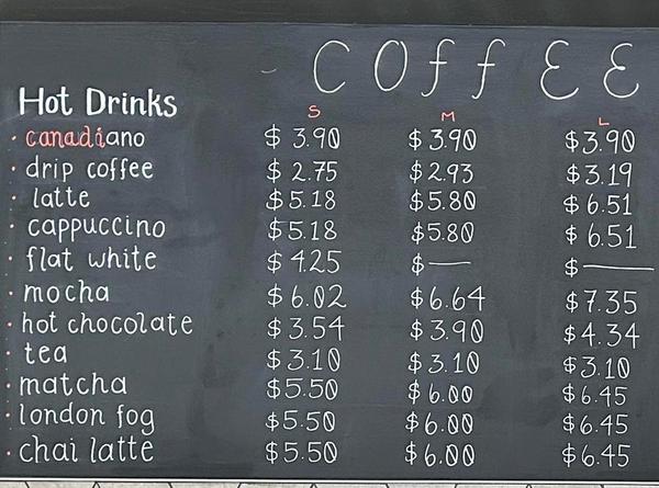 Corrected menu board.