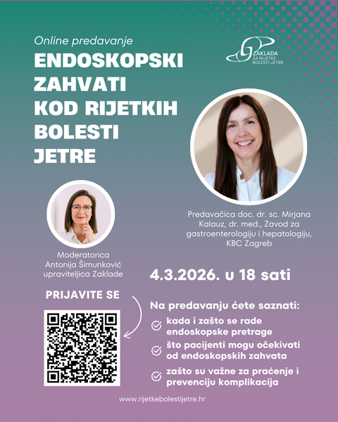 Poziv na online predavanje ”Endoskopski zahvati kod rijetkih bolesti jetre”
