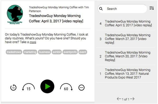 TradeshowGuy Monday Morning Coffee Podcast Page