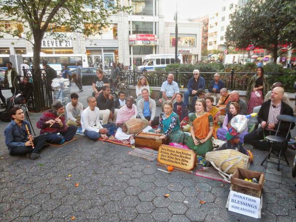 Devotees Chanting Hare Krishna in New York City