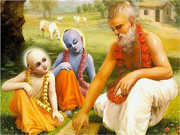 Krishna and Balarama with Sandipani Muni