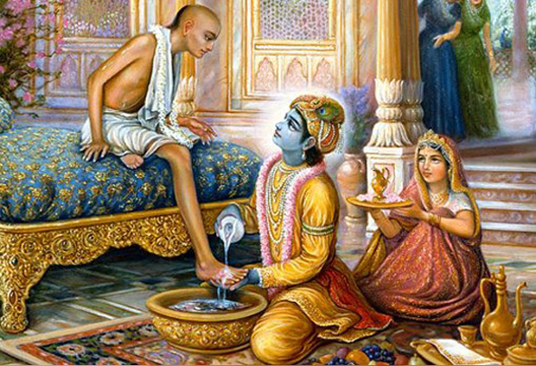 Krishna Lovingly Serves His Devotee Sudama