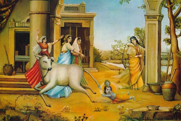 Krishna Dragged by a Calf