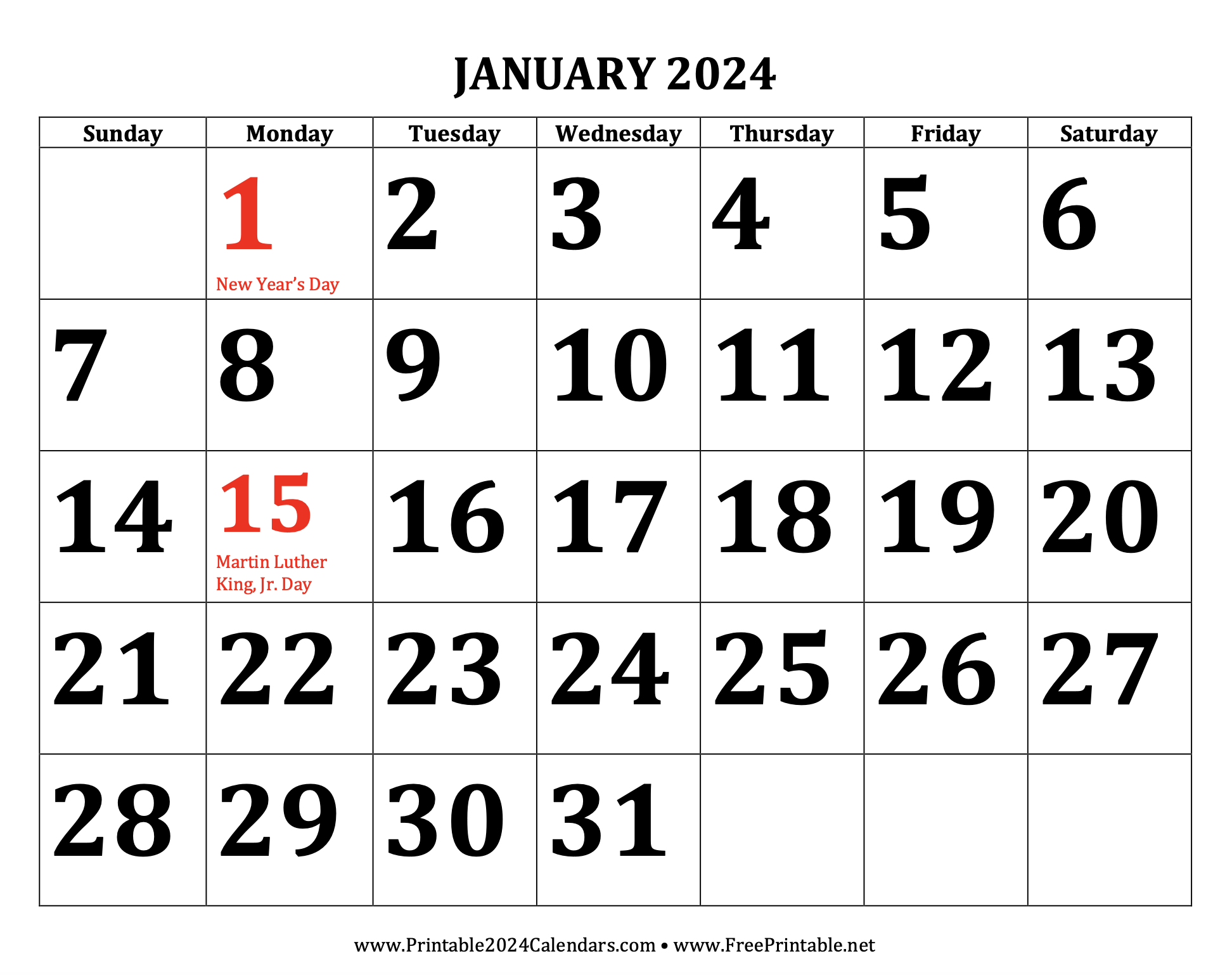 FreePrintable.net: 2024 Calendars and Hanukkah Printables