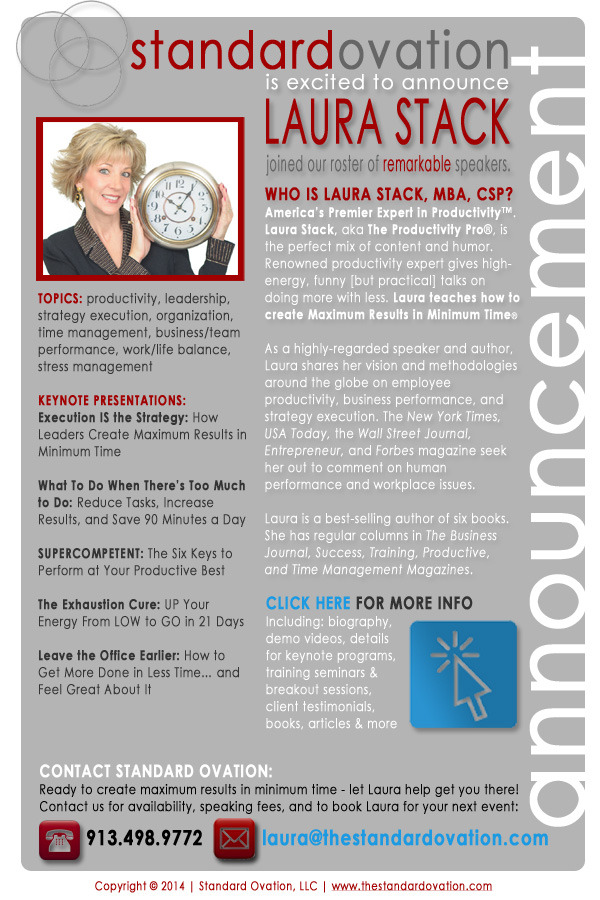 Laura Stack is now managed by Standard Ovation!