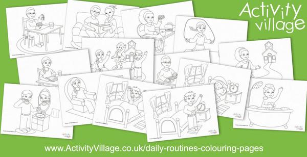 Daily Routines colouring pages