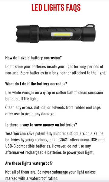coast flashlight care tips