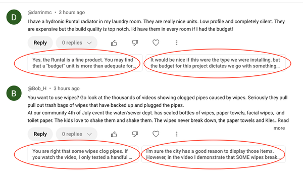 screenshot from YouTube comment editor
