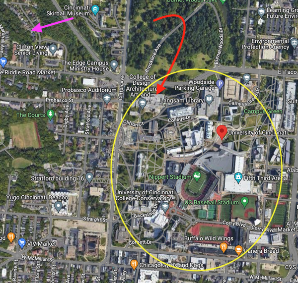 satellite photo of the university of cincinnati