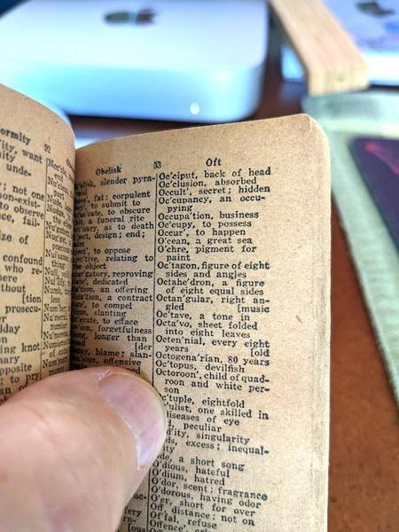 inside page of small dictionary