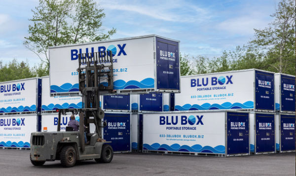 portable onsite storage boxes and forklift