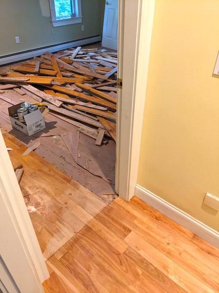 water damaged hardwood floor removal