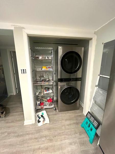 closet with washer and dryer
