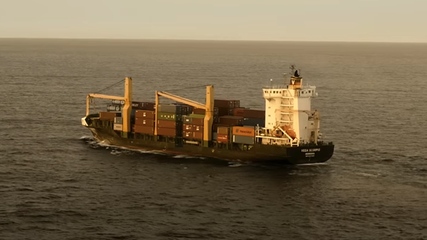 container ship sailing at sea