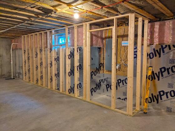 basement walls framed