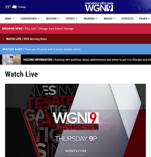 screenshot WGN LIVE TV