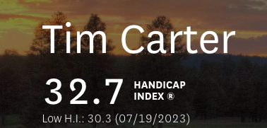 tim carter golf handicap indes 32.7